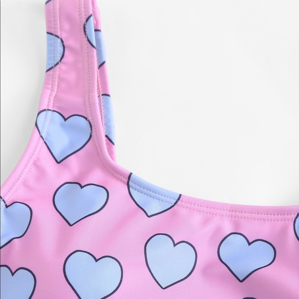 Heart Print Cut Out Swimsuit - Picture 6 of 9